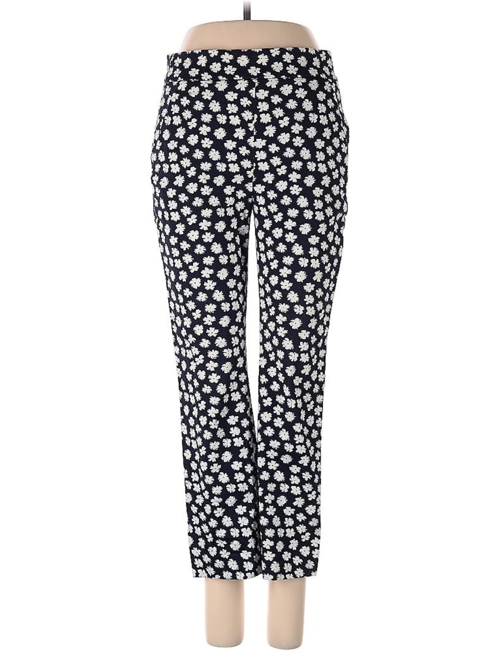 J. Crew Cropped Pants White Daisy Print 4P